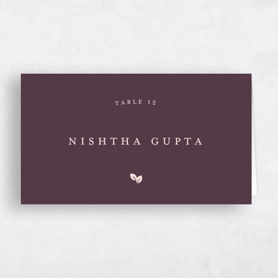 Dark Plum, Purple Wedding Place Card - Marvis Vegetarian