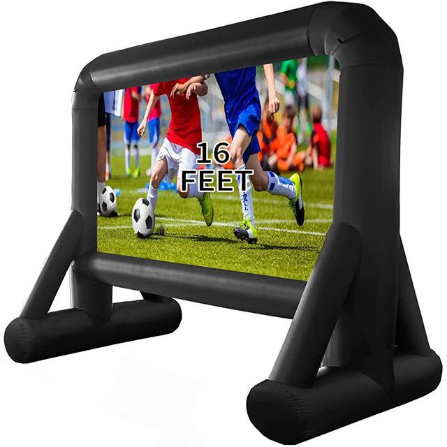 HuaKastro 16 Feet Inflatable Projector Screen for Outside, One-Piece Design Blow up Movie Screen Support Front/Rear Projection for Family Movie Nights,Parties and Outdoor Entertainment