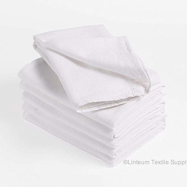 Linteum Textile (6-Pack, 28x29, White) Classic Flour Sack Towels, 100% Cotton