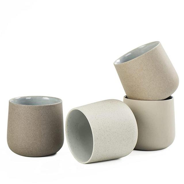 TEANAGOO Ceramic cup set of 4, Multi-Ceramic Color Mix Packing, 7.2 oz, H2, No Handles Asian Sake Cups Japanese Tea Set Japan Green Cups Ceramic Cups Tea Cups Set Japanese Cup Ceramic Cup for Tea