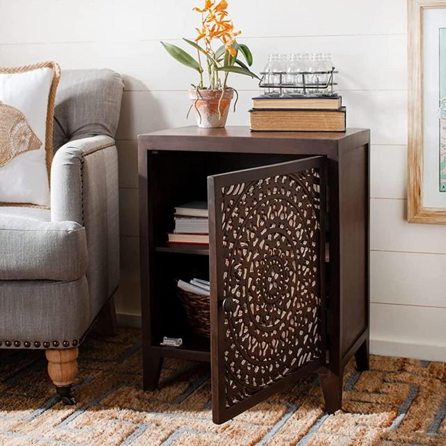 Safavieh Home Thea Brown 1-door Carved Nightstand