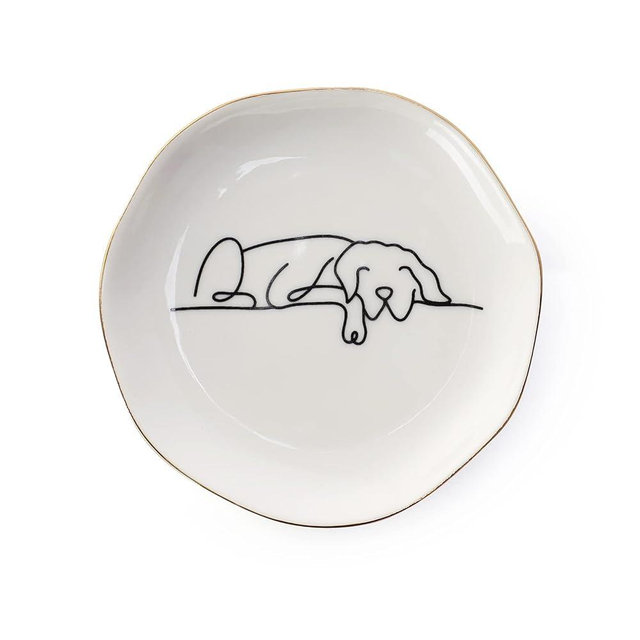 HOME SMILE Sleeping Dog Ring Dish Jewelry Tray,Christmas Gifts for Dog Mom,Gifts for Dog Mom,Ceramic White,4"…