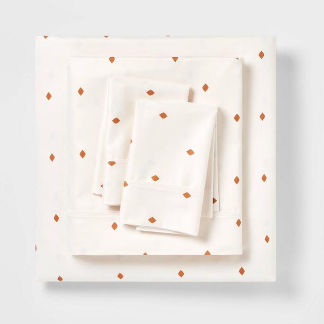 Full 400 Thread Count Fall Pattern Performance Sheet Set Bronze Diamond Dot - Threshold™
