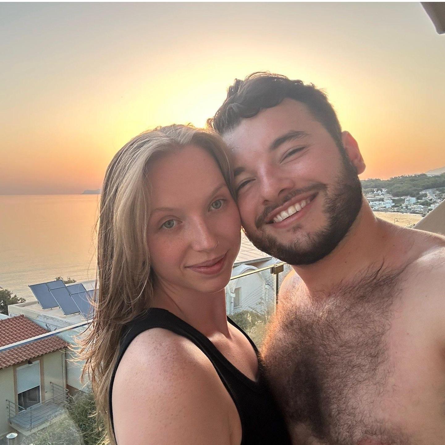 Gorgeous sunset in Crete a few days after our engagement.