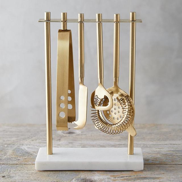 Brass + Marble Barware Set