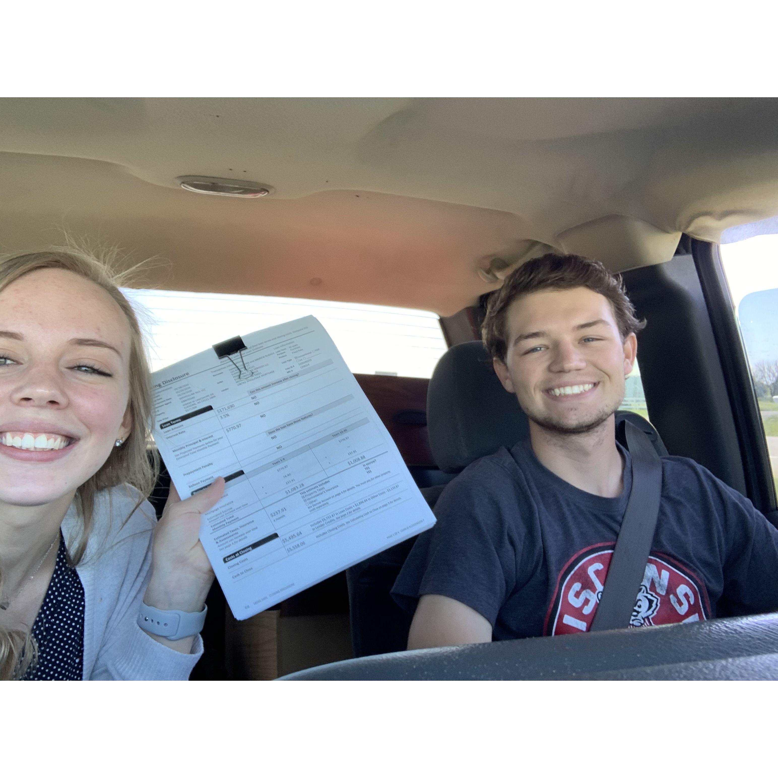 The morning we signed the documents making us homeowners!