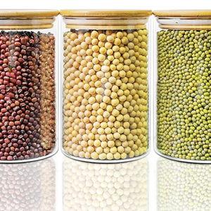 45oz - 3 Pack Glass Jars with Bamboo Lids, Glass Pantry Storage Containers with Airtight Lids, Round Air Tigh Food Storage Canisters for Cereal, Pasta, Flour, Sugar, Rice, Best for Kitchen Organizer