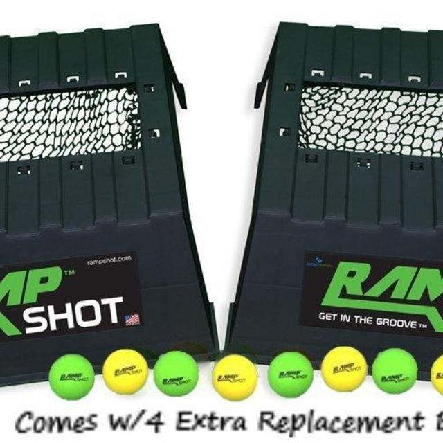 RampShot Plus Game Set Includes Extra Set of Balls- Cornhole on Steroids, Great for Families, Yard, Beach, Tailgate, Camping - Includes 2 Ramps, 8 Balls, 2 Stickers, 2 Nets, and Instructions