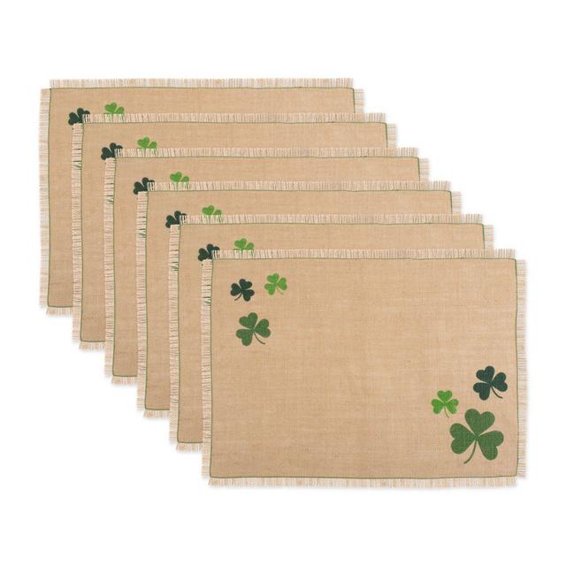 Design Imports Shamrock Jute Placemats in Green (Set of 6)