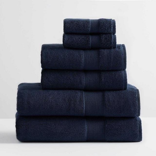 PB Classic Organic Bath, Hand, & Washcloth Towels, Set of 6, Navy
