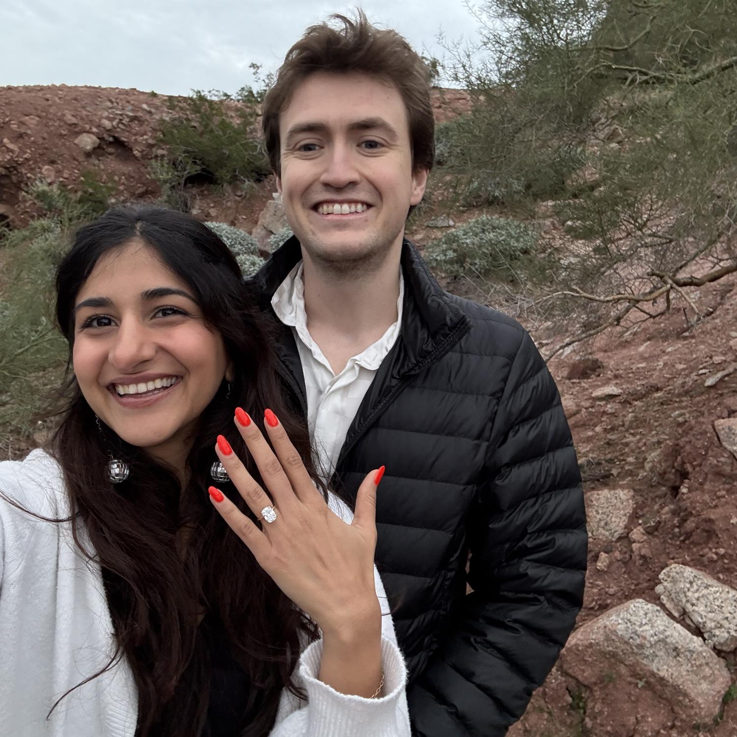 Ian proposed at sunset on New Year’s Eve at one of our favorite spots, Papago Park