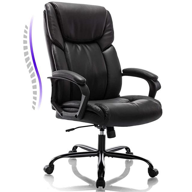 RIMIKING Office Chair - Executive Computer Task Desk Chair, PU Leather Reclining Adjustable Seat Height Swivel Ergonomic Design for Lumbar Support