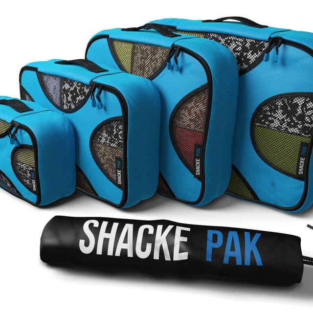 Shacke Pak - 4 Set Packing Cubes - Travel Organizers with Laundry Bag (Aqua Teal)