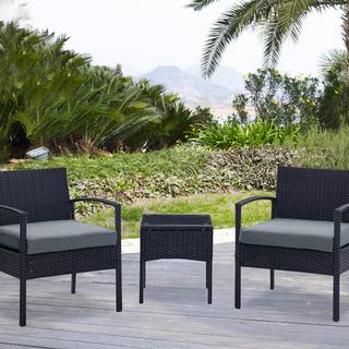 Noli Steel Rattan 3-Piece Patio Conversation Set