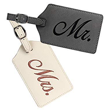 IVETTO Mr. and Mrs. lovers PU Luggage Tag Travel Tags for Honeymoon Wedding Bridal Gift