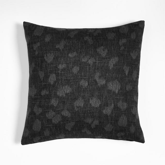 Fancy Jacquard 20" Ink Black Cheetah Print Pillow with Down-Alternative Insert