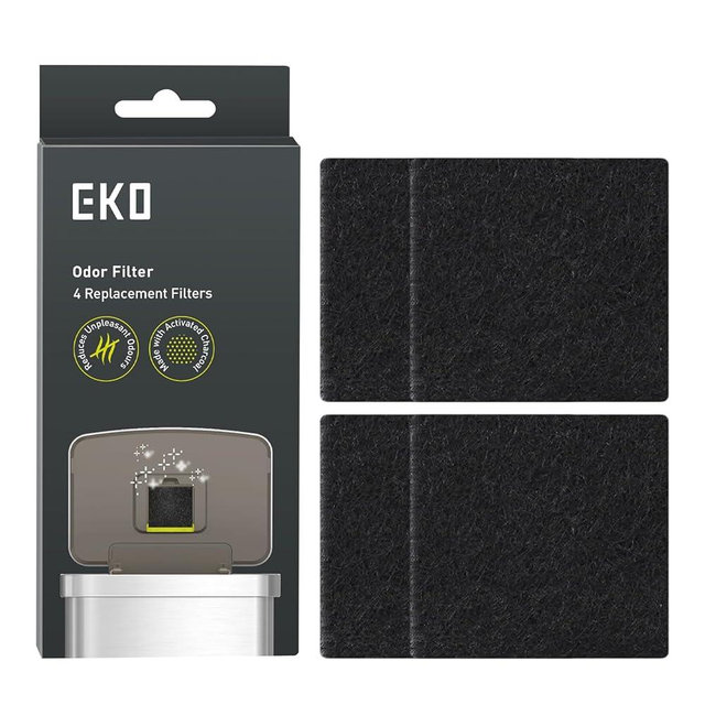 EKO Trash Can Odor Filter Refills for Trash Can and Compost Bin, Activated Charcoal Deodorizer, Strong Charcoal Odor Absorber, Pack of 4 Replacements