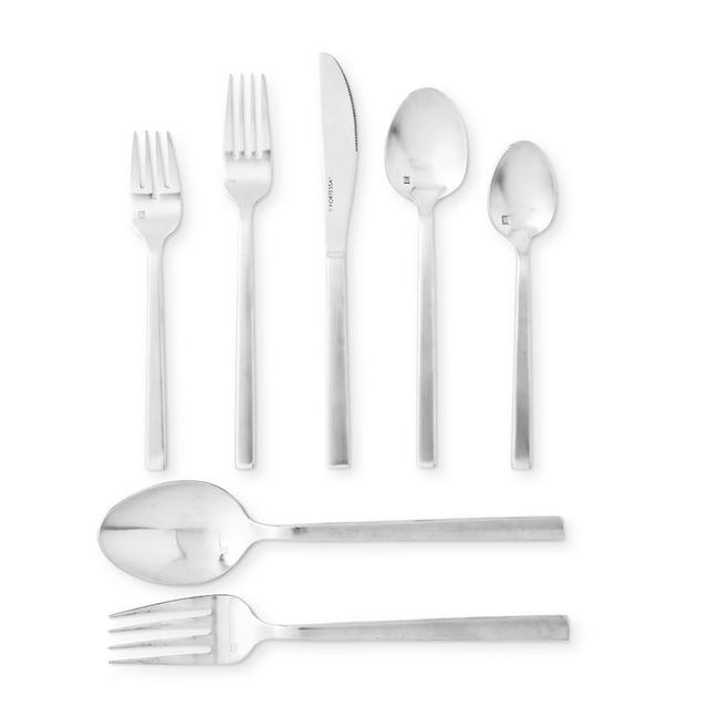 Fortessa Arezzo 42-Piece Flatware Set, Brushed Silver