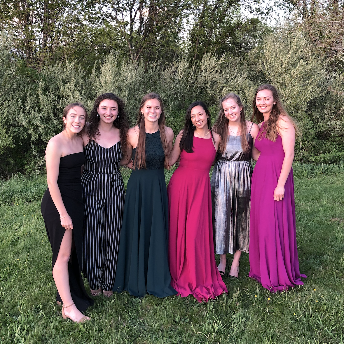 The girls dressed up for dinner with friends.