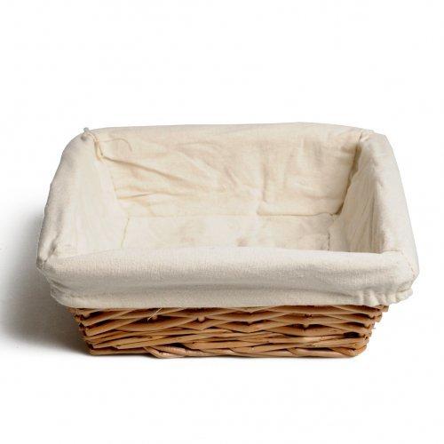 Bread basket with lining, cream colored, 24 x 24 x 8 cm
