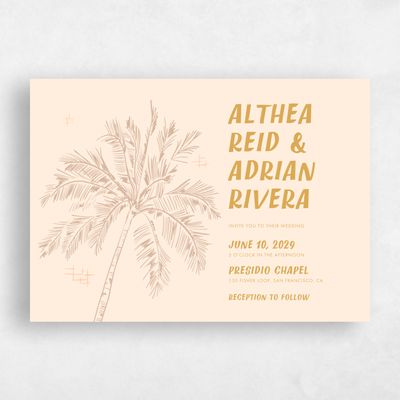 Harvest Gold, Beige Wedding Invitation - Ocaso Landscape