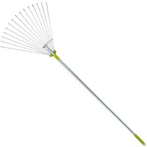 63 Inch Adjustable Garden Leaf Rake - Expanding Metal Rake - Adjustable Folding Head From 7 Inch to 22 Inch. Ideal Camp Rake