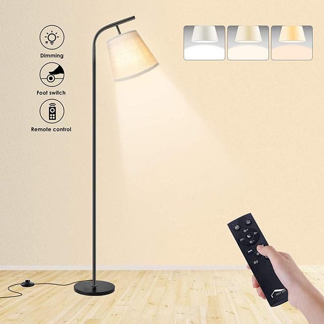Wellwerks Arc Floor Lamps, Super Bright LED Torchiere Metal Floor Lamps, LED Floor Light with Remote Control，Standing Lamp with Stepless Dimmer for Living Room, Office and Bedroom
