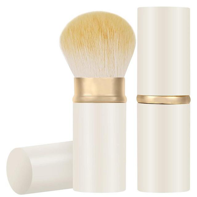 Falliny Retractable Makeup Brush, Travel Powder Brush Face Blush Brush, Portable Kabuki Makeup Brush with Cover for Blush, Sunscreen,Bronzer, Buffing, Flawless Powder Cosmetics