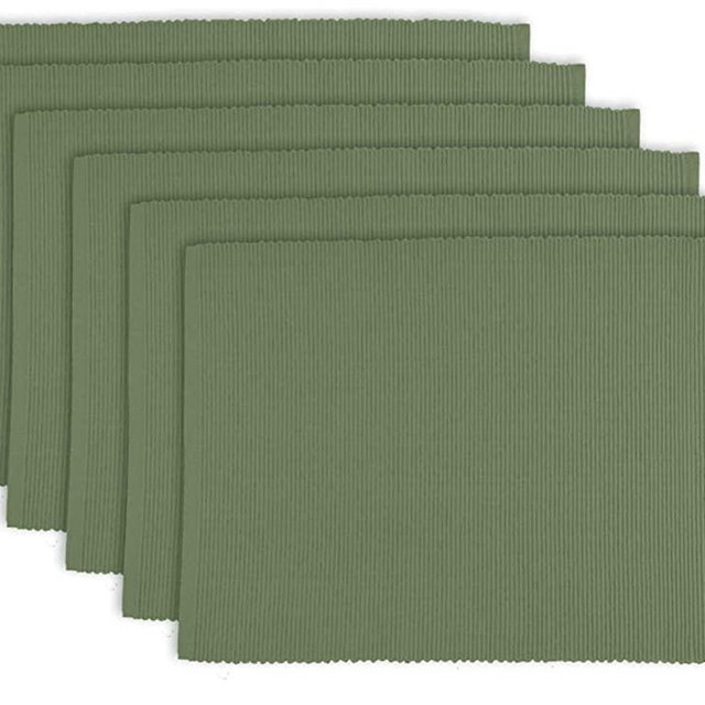 DII 100% Cotton Basic Ribbed Placemat Set, Set of 6, Sage 6 Count