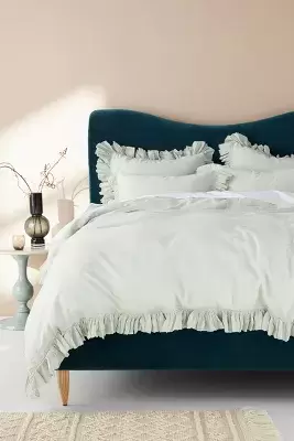 Ruffled Organic Spa Sateen Duvet Cover