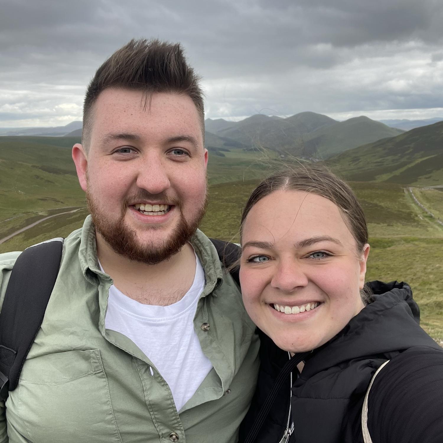 Our first photo together on our hike up the Pentlands.