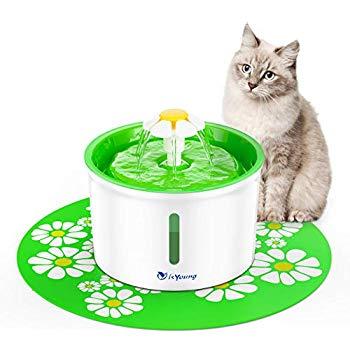 Veken Pet Fountain, 84oz/2.5L Automatic Cat Water Fountain Dog Water Dispenser with 3 Replacement Filters & 1 Silicone Mat for Cats, Dogs, Multiple Pets