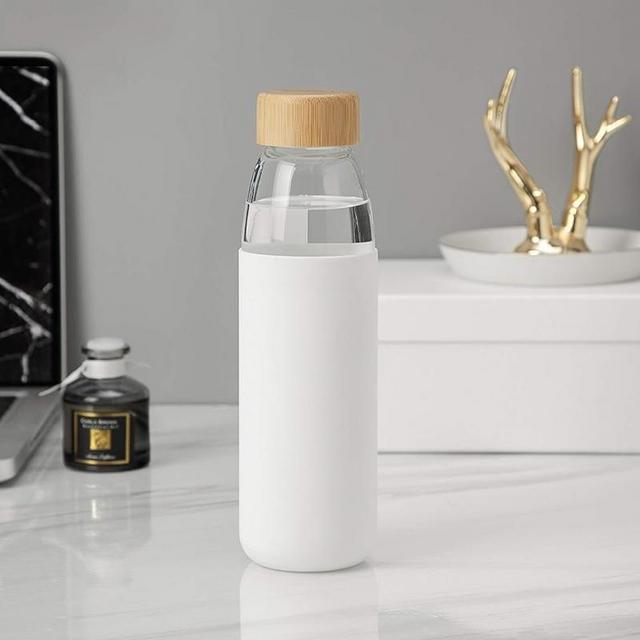 veegoal 25 Oz Glass Water Bottles with Bamboo Lid