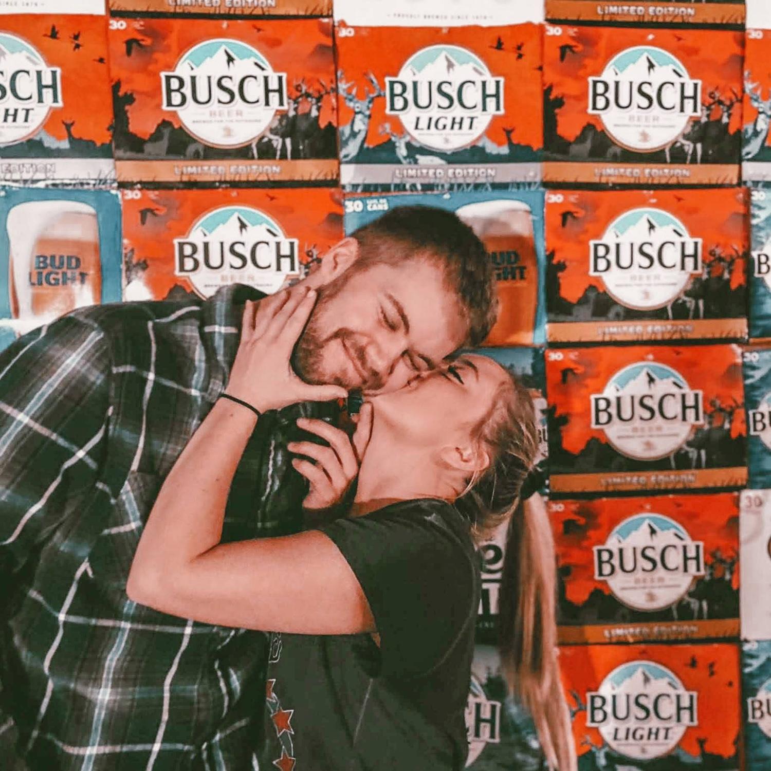 our very first picture together, in february 2020 at andrew’s college apartment (ft. busch heavy)