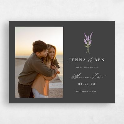 Dark Charcoal, Grey Wedding Save the Date - Marat Photo