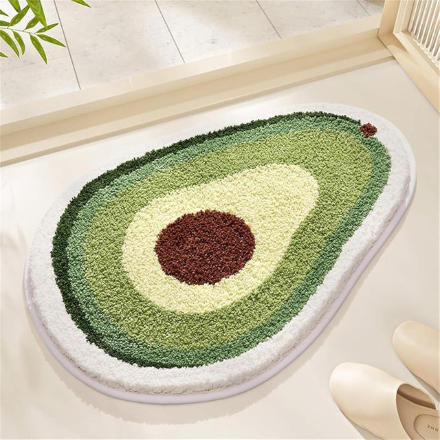Ankah Fruit Bath Mats Cute Bathroom Rugs, Particularly Absorbent, Very Soft, and Dry Fast That Fits for Kid's Room, Bathroom or Other Room, 22.1" x 26.8", Fresh Avocado