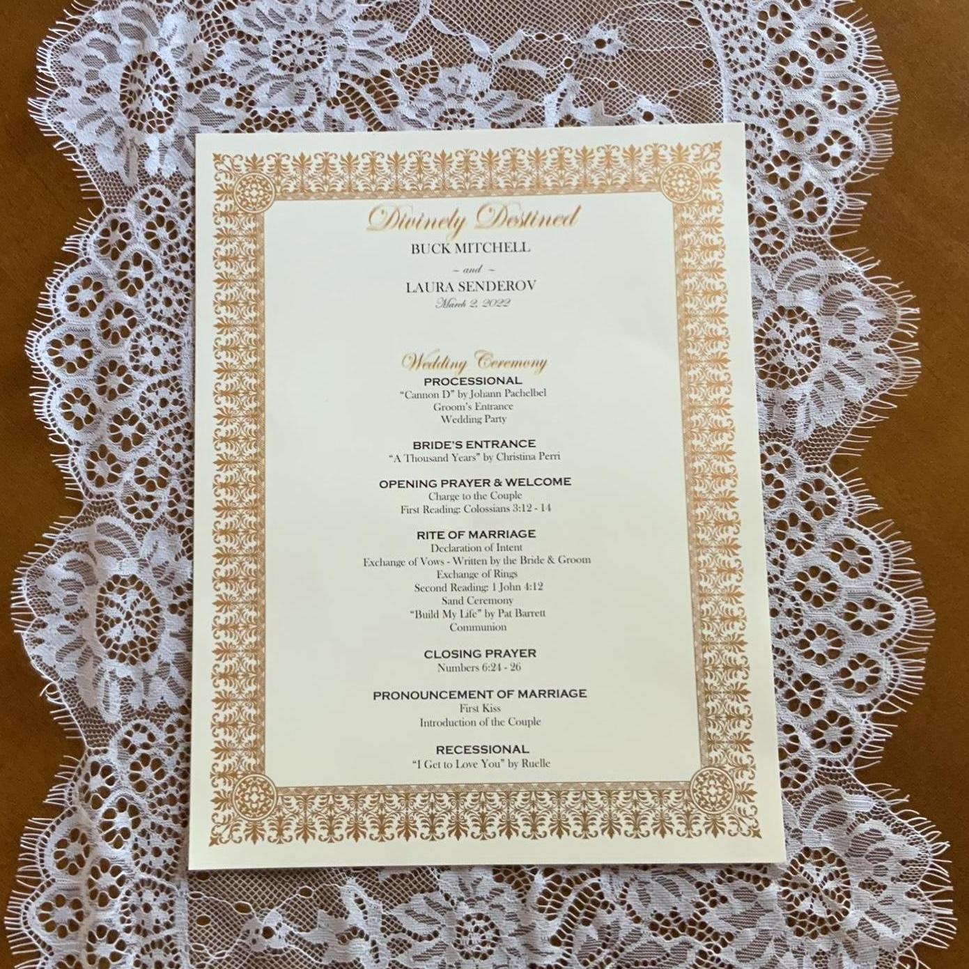 Our ceremony program