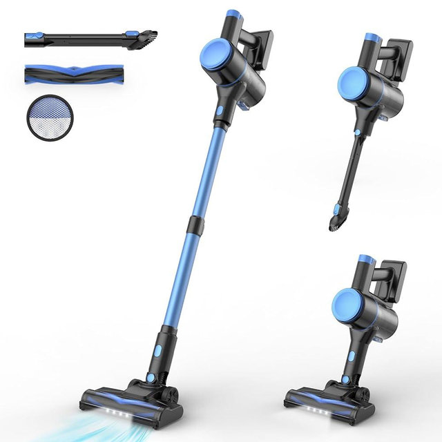 UML0 N8 Cordless Vacuum Cleaner, Lightweight Stick Vacuum with Powerful Suction, 2200mAh Battery, 40 Mins Runtime, Self-Standing, Rechargeable Vacuum Cleaners for Home Hardwood Floor Carpet Pet Hair