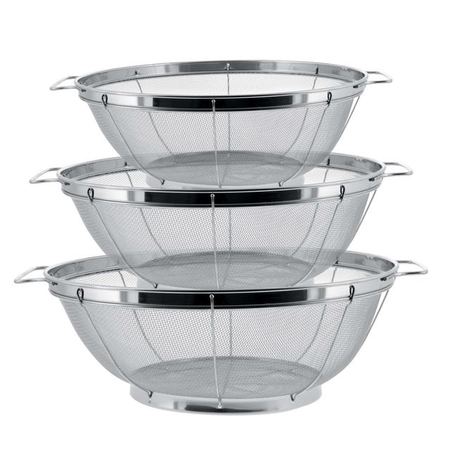 U.S. Kitchen Supply 3 Pieces Colander Set-Stainless Steel Wired Mesh Strainer Baskets with Wide Handles-11"-5 Quart, 9.5"