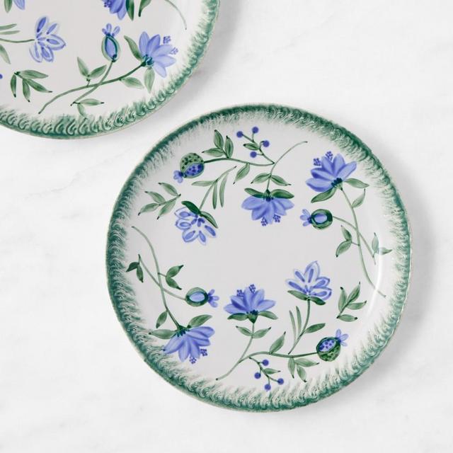 AERIN x Williams Sonoma Feathered Edge Appetizer Plates, Set of 4, Blue