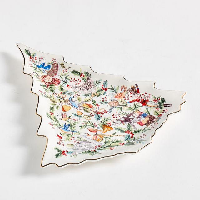 12 Days of Christmas Tree Stoneware Serving Platter - White