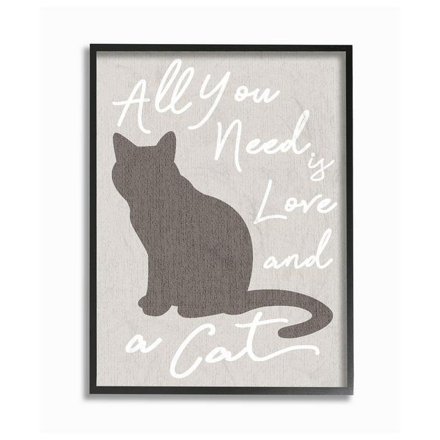 Stupell Industries All You Need is Love and a Cat Framed Giclee Art, 11" x 14"