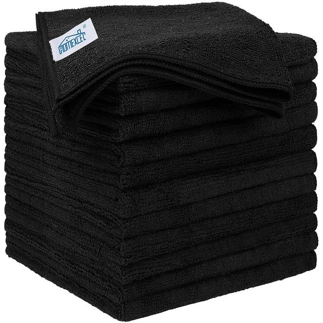HOMEXCEL Black Microfiber Cleaning Cloths 12 Pack, 12.5 x 12.5 inch Microfiber Towel for Cars, Ultra Absorbent Car Washing Cloth, Lint Free Streak Free Cleaning Rags for Car, Kitchen, and Window