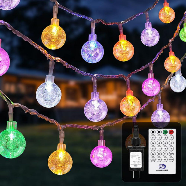 YCoisini 66FT Outdoor String Lights, 100 LED Patio Lights with Remote Control, Voice-Activated & Music Sync Mode, 16 Color-Changing Modes, Waterproof for Patio Garden Party Decor