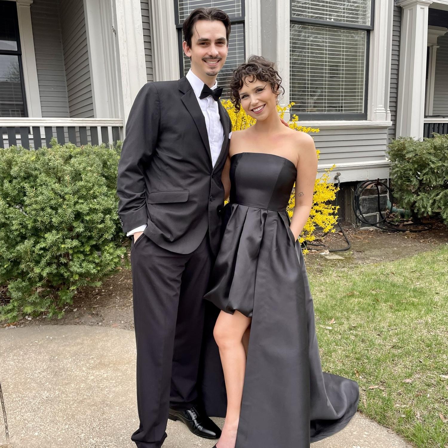 Dressed up for Liv’s work gala.