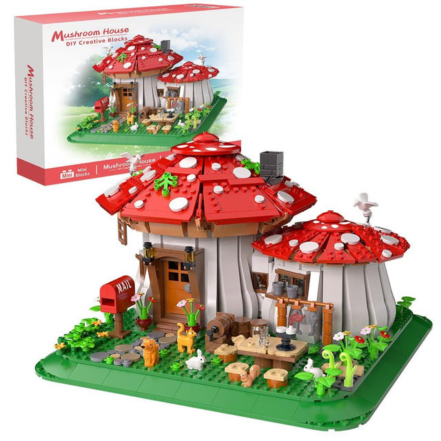 RAVAYO Mushroom House Building Blocks Set - Unique Design Creative Building Toy for Adults and Teens Mini Brick 1621pcs