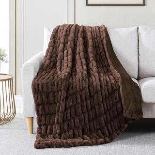 Telluride Luxury Faux Fur Ruched Throw