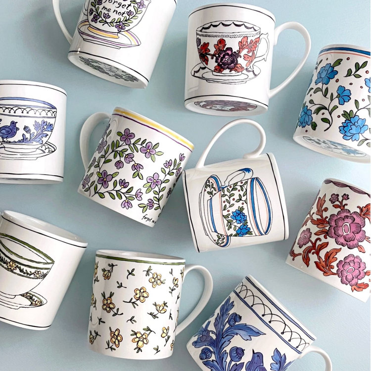 Twig NY, Heritage Blue Bird Blooming Coffee Mug | Zola