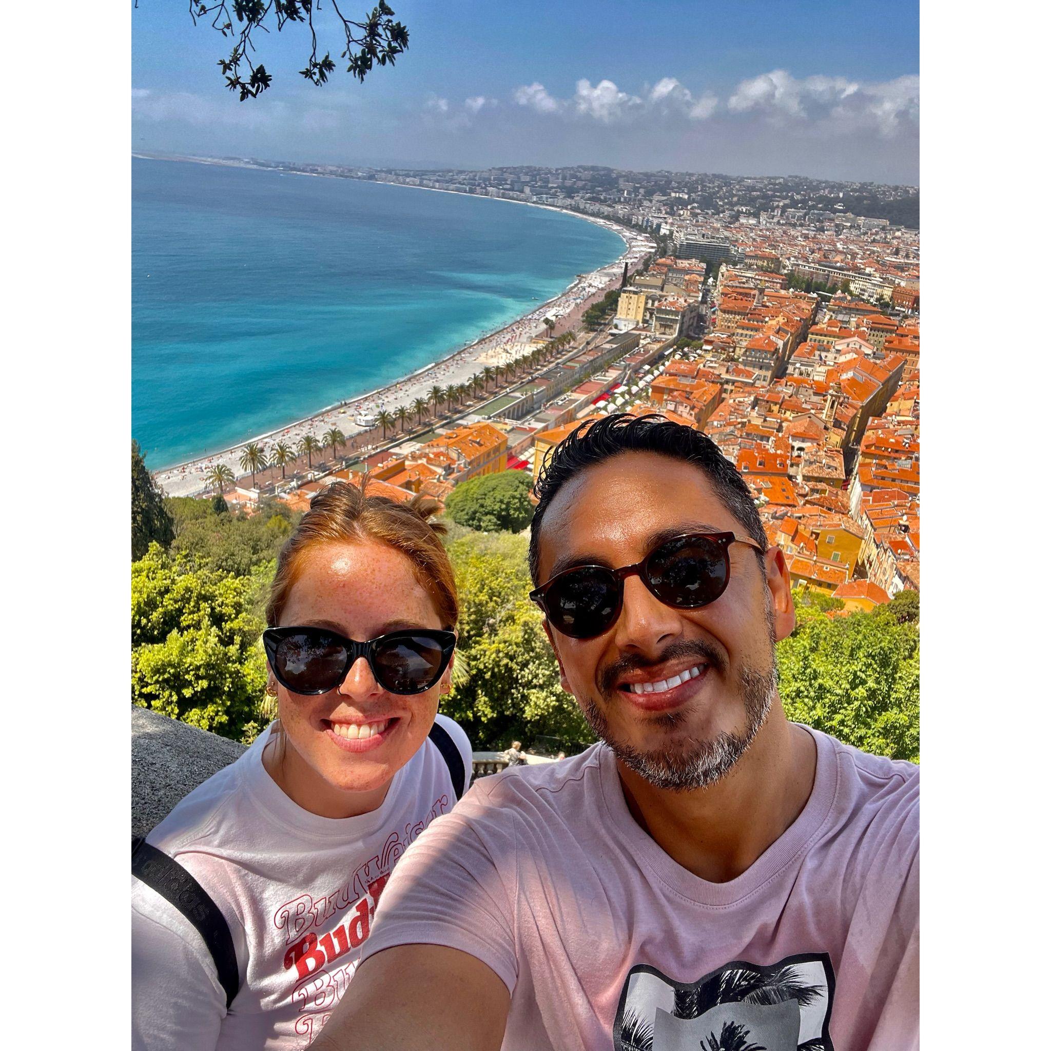 One of our beautiful days in Nice, still friends at this point if you'll believe me!