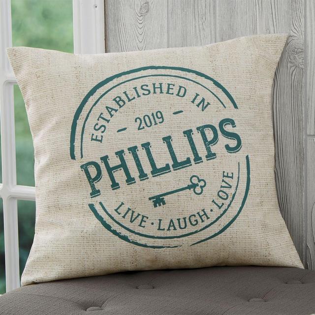 Personalized Established 18-Inch Throw Pillow